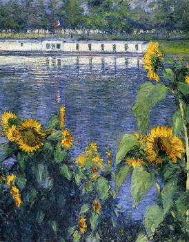 古斯塔夫 卡裡伯特 Sunflowers on the Banks of the Seine